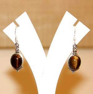 ต่างหูตาเสือเงินสเตอร์ลิง925ชาติพันธุ์ทำด้วยมือหินคริสตัลรักษาแบบเนปาลของขวัญทันสมัยหินสีเทอร์ควอยซ์หลัก - Product Image 4