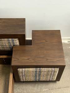 Solid Wood Midcentury <b>Platform</b> <b>Bed</b> <b>Frame</b> with Comfortable Upholstered Headboard and Side Nightstands - Product Image 3