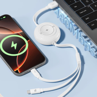 Câble de charge sans fil rétractable 4 en 1, charge rapide 100W, type-C, gaine en silicone cuivre étamé pour téléphone, ordinateur intelligent