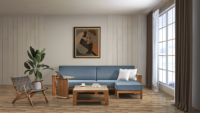 Sofá de Dos Plazas con Estructura de Madera de Teca de Estilo Clásico Simple, Conjunto de Muebles Modulares Seccionales para Sala de Estar