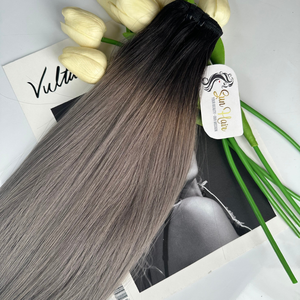 ผมต่อแบบมนุษย์แท้สำหรับต่อผมตรงปลายหนาสองชั้นด้านเป็นสีเทาสำหรับ100% - Product Image 3