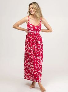<b>Red</b> Spaghetti Strap Design <b>Woman</b> Summer Maxi Chiffon Dress Plus Size Polynesian Print V-neck Waist Strap Bodycon Maxi Dresses - Product Image 4