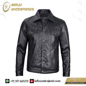 Veste en cuir personnalisée pour hommes Vestes en cuir de camionneur style vintage en cuir d'agneau véritable coupe-vent et respirant pour hommes - Product Image 4