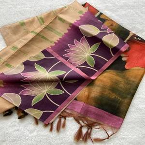 Sari en soie Tussar douce VASTRA COTTAGE avec un magnifique imprimé, blouse imprimée à la ligne Zari, style ethnique traditionnel, nouveau style de vêtement - Product Image 6