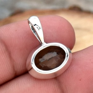 ขายส่ง925สเตอร์ลิงเงิน Citrine พลอยตัดรูปไข่จี้โซลิแทร์แฟชั่นชุบทองเครื่องประดับประทับ925รักที่สาม - Product Image 2