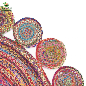 ปอกระเจาถักด้วยผ้าฝ้ายผสมวัสดุปอกระเจาธรรมชาติพรมแบบกำหนดเองสำหรับห้องนั่งเล่น - Product Image 4