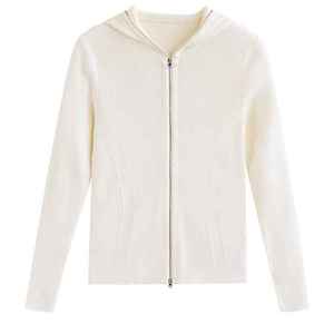 Pulls décontractés tendance pour femmes 100% laine, sweat-shirt confortable en tricot à manches longues et à capuche zippée - Product Image 5