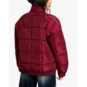 Parka d'hiver pour femmes de haute qualité avec col haut nouveau Style manteau bouffant rempli de duvet surdimensionné rouge marron veste bouffante dames - Product Image 3