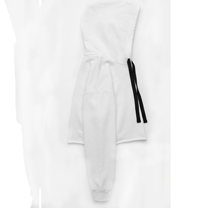 <b>Women's</b> <b>White</b> Cropped Hoodie Long Sleeve Drop Shoulder Sweatshirt with Drawstring Casual Sweatshirt <b>Hoodies</b> Supplier - Product Image 3