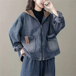 Vestes en jean pour femmes sur mesure OEM, veste en jean courte de haute qualité en tissu teinté sur mesure, style jean décontracté - Product Image 1