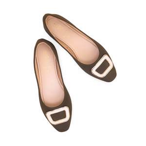 รองเท้าส้นสูงสำหรับเจ้าสาว, รองเท้าส้นเตี้ยประดับ WN1123ทรงสี่เหลี่ยมพื้นรองเท้าหนังแท้สำหรับฤดูใบไม้ผลิขนาด5ซม. - Product Image 1