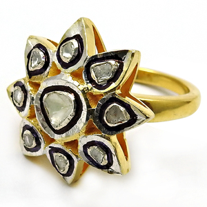 Bagues indiennes naturelles non taillées 925 en argent sterling massif plaqué or faites à la main Bijoux pour grossiste Fabricant Fournisseurs - Product Image 1