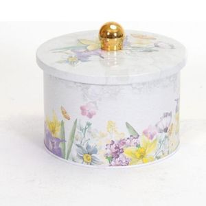 Bote redondo de metal gris Flor de 1.3L con mango de perilla de Ø 140x100mm para almacenamiento y contenedor de alimentos - Product Image 1