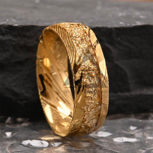 Unique Design Low MOQ Casual Unisex Lightweight Solid Color Damascus Steel <b>Rings</b> - Product Image 3