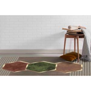 พรมรูปหกเหลี่ยม: ลายมินิมอลทันสมัย, พรมทางเดินสีน้ำตาล, พรมบางแบบไม่ถักทอ - Product Image 5