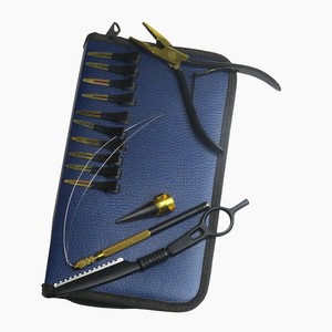 Kit d'outils d'extension de cheveux en acier inoxydable avec étui pratique comprenant des ciseaux, des pinces, des aiguilles, des outils à crochet et à boucle. - Product Image 2