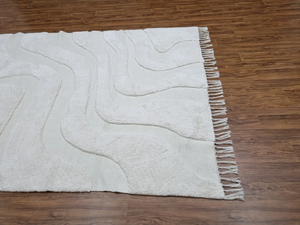 Alfombra de algodón blanco estilo marroquí hecha a mano alfombra lavable peluda con mechones para sala de estar y dormitorio decoración del hogar - Product Image 2