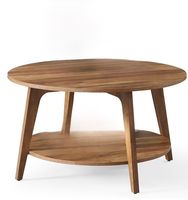 Table basse en bois portable au fini foncé traditionnel, mobilier de salon audacieux, couleur riche, présence forte, écologique, spectaculaire