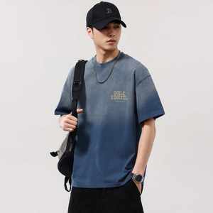 260GSM Retro Oversized Gradient Wash <b>T</b>-<b>Shirt</b> for Men Spray Dye Vintage Short Sleeve Trend Top Wholesale - Product Image 4