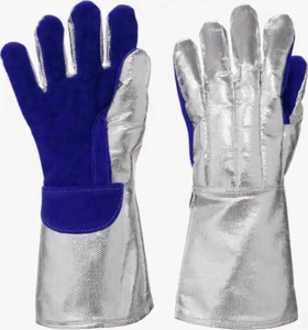 Gants de soudage en cuir de vachette aluminisé, longs, en cuir de vachette véritable, gants de sécurité, protection au travail, soudage industriel - Product Image 2