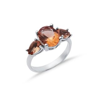 Bague ovale en grappe de pierre de sultanite de 8x10mm bijoux en argent sterling 925 plaqué rhodium pour acheteur en gros - Product Image 3