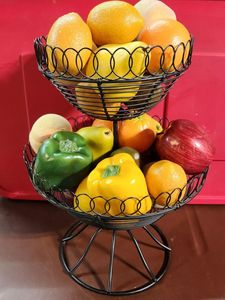 Decorative Table Centerpiece Fruit <b>Basket</b> for Dinning Room Black Metal Wire Wrought Iron Fruit Bowl <b>Basket</b> - Product Image 5