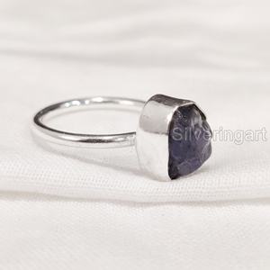 เครื่องประดับหินหยาบแหวนผู้หญิงแหวนธรรมชาติปรับได้พลอยแทนซาเนีย December birthstone December PLAIN Ring 925แหวนเงินสเตอร์ลิง - Product Image 1