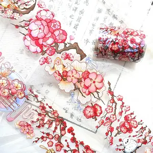8 desain 2m/gulungan pita Washi hewan peliharaan stiker dekorasi Semak bunga kupu-kupu bunga untuk jurnal DIY hadiah lanskap buatan tangan