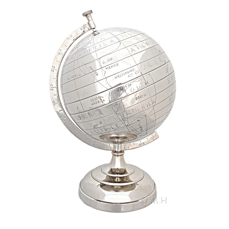 Handcrafted Alum Globe 13 Inches Vintage