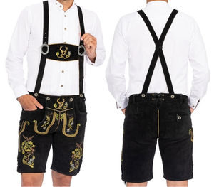 Pantalones cortos alemanes auténticos de cuero de gamuza, traje de fiesta de octubre, prendas bordadas de Trachten bávaro hechas por Sky High International - Product Image 1