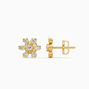 JEWELLERY PLANET Boucles d'oreilles créoles de luxe en or 10K, zircon taille coussin serti clos, design couronne bohème, unisexe, mariage - Product Image 5