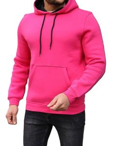 Nouvelle mode sweat à capuche tissé pour hommes sweat de survêtement uni à manches longues brodé imprimé coupe régulière pull à capuche rose - Product Image 1