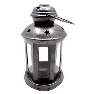 Venta caliente decoración del hogar plata martillado polvo recubierto de hierro vidrio colgante diseñador linterna diseño moderno soporte de vela - Product Image 1