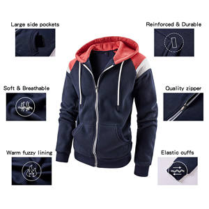 Sweat à capuche 100% coton épais et épais pour homme en éponge française de haute qualité Streetwear vierge surdimensionné avec logo personnalisé sweats à capuche zippés avec poche - Product Image 5