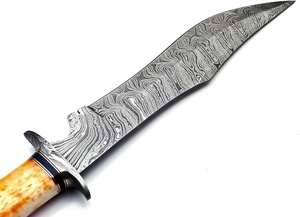 Couteau bowie fait main en acier Damas avec manche en os de chameau et gaine en cuir fin couteau Viking couteau d'extérieur prix de gros - Product Image 2
