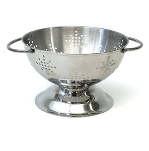 Stainless steel colander, pedestal base, with handles, classic perforated design for easy straining available at wholesale price - Product Image 1