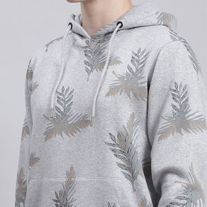 Ensemble de survêtement imprimé pour homme, gris, avec capuche et pantalon de jogging à motif feuille de palmier, en molleton, streetwear, décontracté, sport, confort, tenue de sport, soldes - Product Image 5