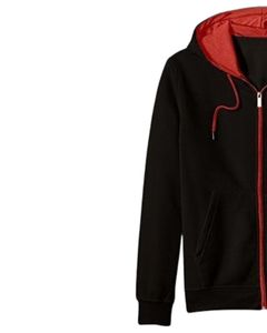 เสื้อฮู้ดซิปสีดำแดงตัดกัน มีกระเป๋าจิงโจ้ สไตล์ลำลอง สตรีทแวร์ ใส่ได้ทั้งชายและหญิง เนื้อผ้านุ่ม สวมใส่สบาย อุ่น แฟชั่น - Product Image 2