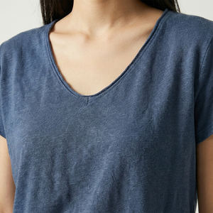 Camiseta de Manga Corta para Mujer, Transpirable, Informal, Lisa, 100% Algodón - Product Image 3