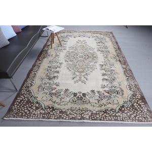 พรมวินเทจขนาด 5.7x9.5 ฟุต พรมตุรกีขนาดใหญ่ พรมลายทางสีน้ำตาล - Product Image 3