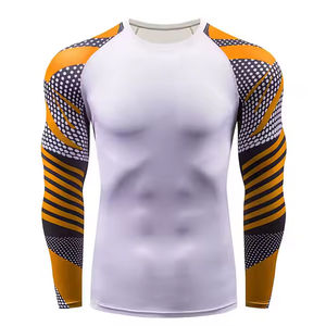 Rashguard anti-UV UPF50 + avec logo personnalisé, vente en gros de rashguard unisexe de haute qualité en spandex/nylon durable et respirant - Product Image 1
