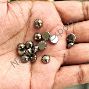 Pirita Natural de 8x8 mm, Cabujón Redondo, Todos los Tamaños Disponibles, Parte Posterior Plana, Piedra para Fabricación de Joyas, Gemas Sueltas - Product Image 5