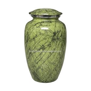 Nouvelle arrivée métal artisanat crémation urne vert et blanc imprimé Design pour les cendres humaines mémorial cendres urne de stockage - Product Image 2