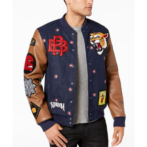 เสื้อแจ็กเก็ตเลตเตอร์แมนสำหรับผู้ชายสไตล์สตรีทแวร์ผ้าวูล100% 2024ฤดูหนาวแขนเสื้อหนังสำหรับนักเรียนนักศึกษาขายส่ง - Product Image 1