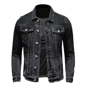 Blouson Bomber en Jean Noir le Plus Vendu pour Hommes – Arrivée Hiver Personnalisable en Gros, Col Montant, 100% Coton/Polyester - Product Image 1