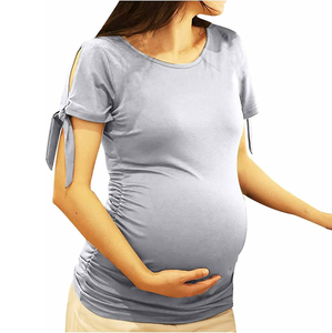 Breathable <b>Women</b> Pregnant Nursing Maternity T <b>Shirt</b> Loose Fit 100% Cotton Summer Hot Sale Solid Color - Product Image 6