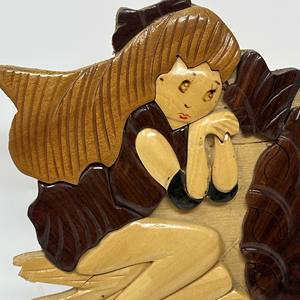 Mini marcos de fotos de madera tallados a mano Marco de imagen de patrón de personaje de dibujos animados creativo para regalo de cumpleaños - Product Image 2