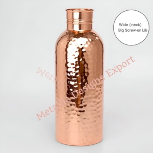 Botella de agua de cobre martillado artesanal de 1L Premium, ecológica, a prueba de fugas, beneficios para la salud ayurvédica, deporte, 500ml, 5L, Vasos - Product Image 2