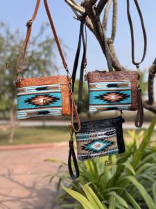 Aztec Saddle Blanket Bolso de cuero con tirantes Bolso de cuero mecanizado a mano Diseñador de estilo occidental Bolsos de usos múltiples para mujeres - Product Image 5