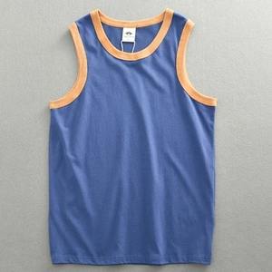 Moda para hombre 100% algodón Casual deportes Fitness baloncesto chaleco verano nuevo americano sin mangas cuello redondo Color sólido camiseta - Product Image 1